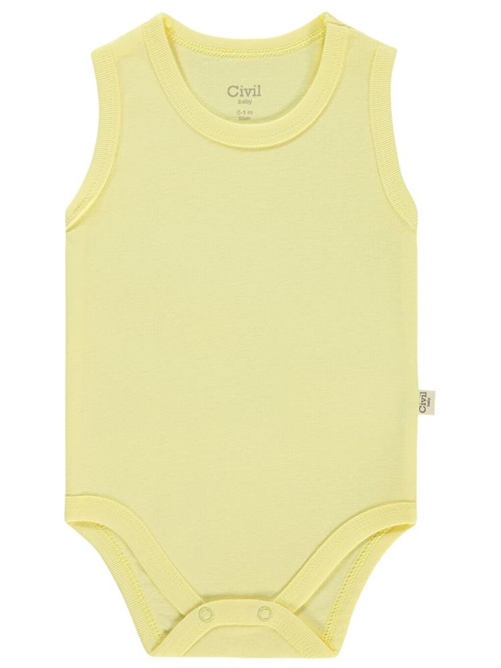 Baby Düz Renkli 1-3 Yaş Çıtçıtlı Badi - Sarı 24-36 Ay-3