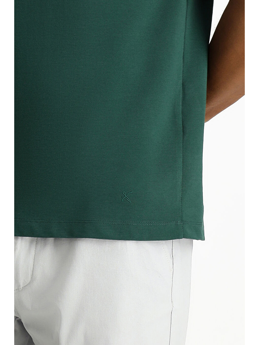 Yeşil Polo Yaka Regular Fit Nakışlı Pamuk %100 Pamuk Tişört-6