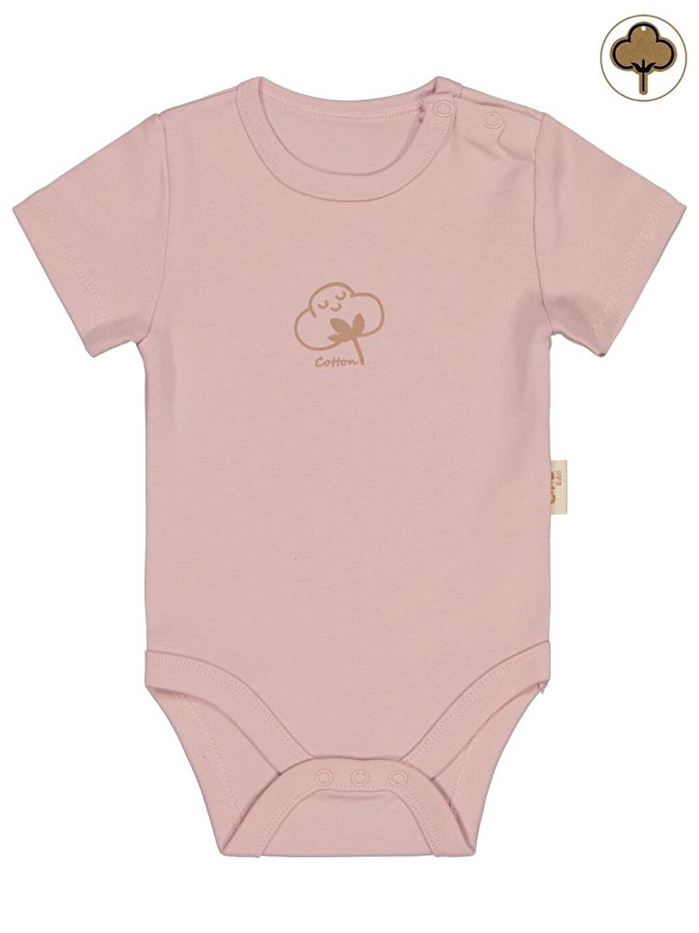 Baby Organik Pamuklu K Kol 0-18 Ay Çıtçıtlı Badi - Pembe 18-24 Ay-1