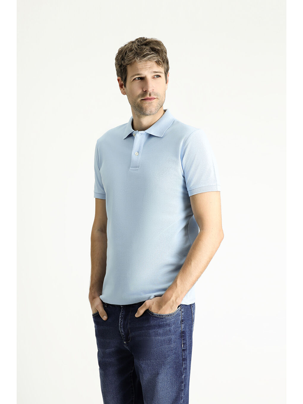 Mavi Slim Fit Dar Kesim Nakışlı Pamuk Polo Yaka %100 Pamuk Tişört-2