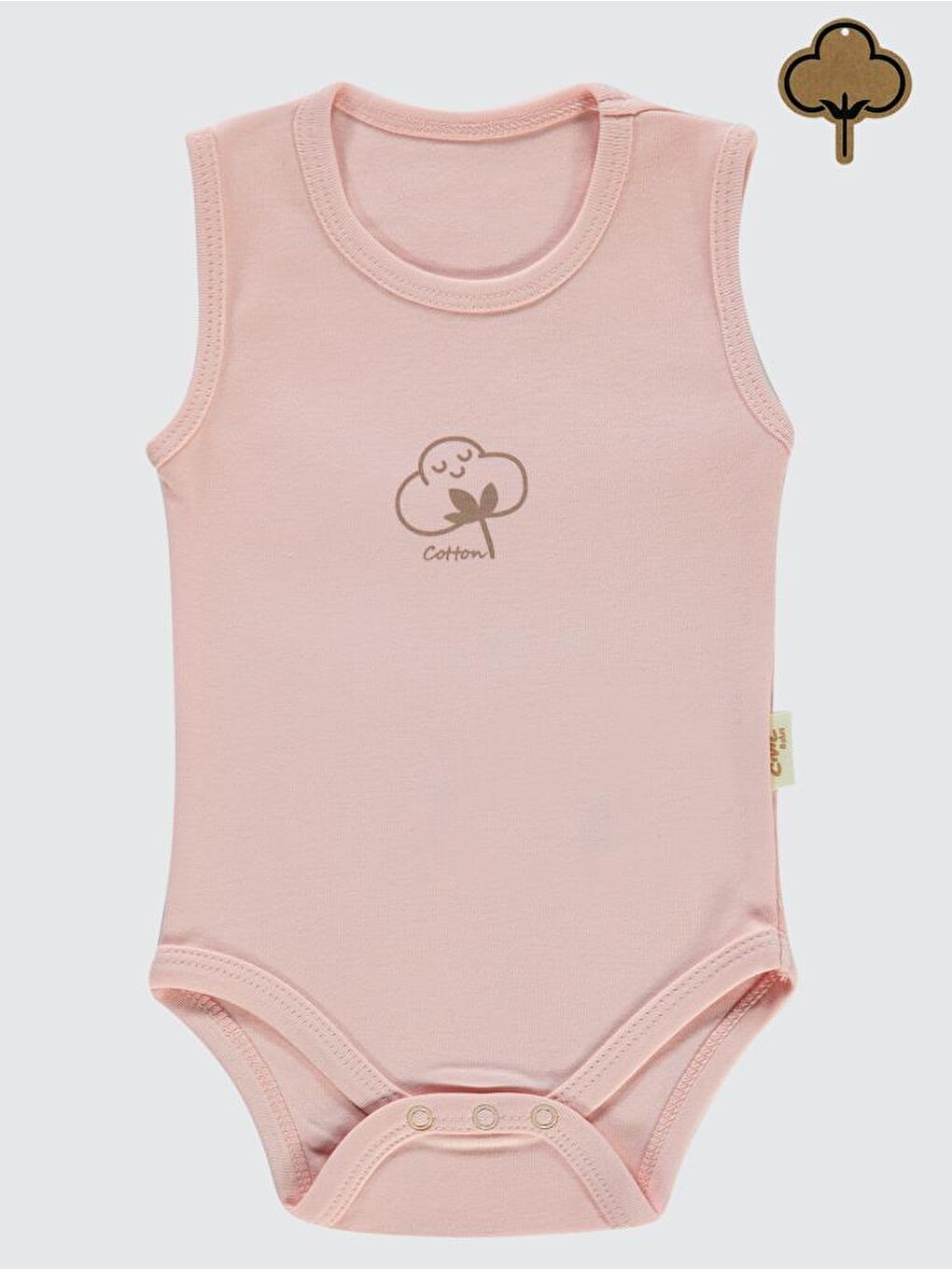 Baby Organik Pamuklu 0-18 Ay Çıtçıtlı Badi - Pembe 0-1 Ay-1