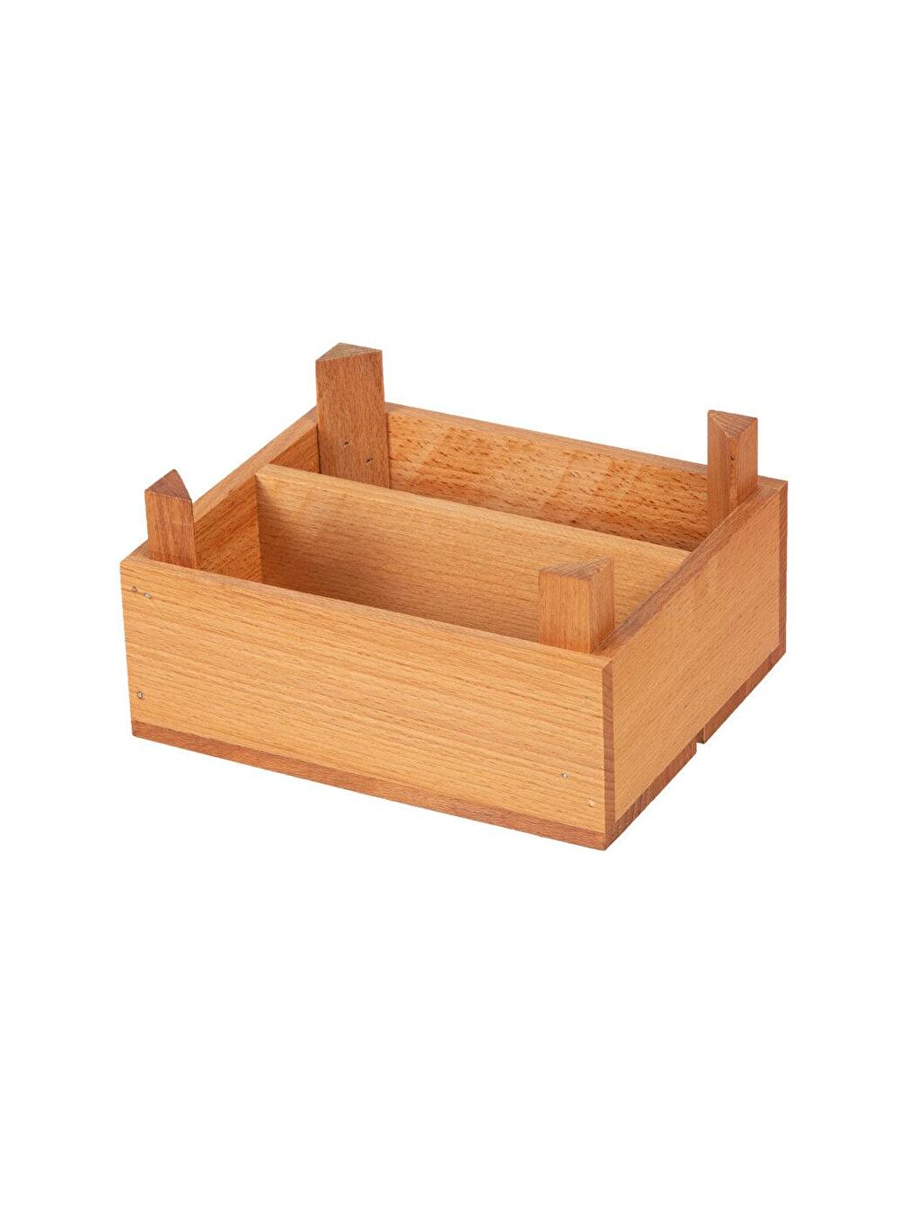 Kahverengi Bölmeli Ahşap Sunum Kasası Organizer Düzenleyici Kutu