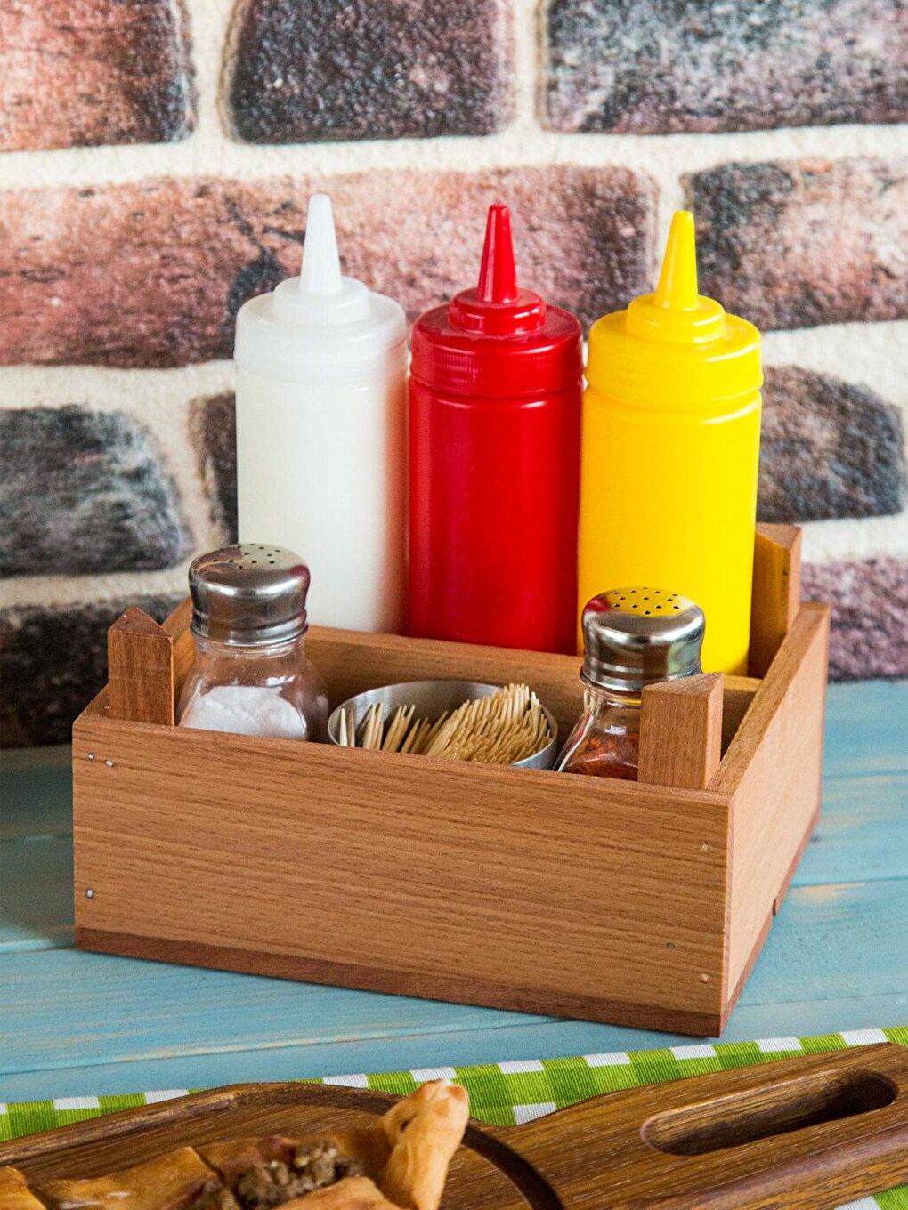 Kahverengi Bölmeli Ahşap Sunum Kasası Organizer Düzenleyici Kutu-1