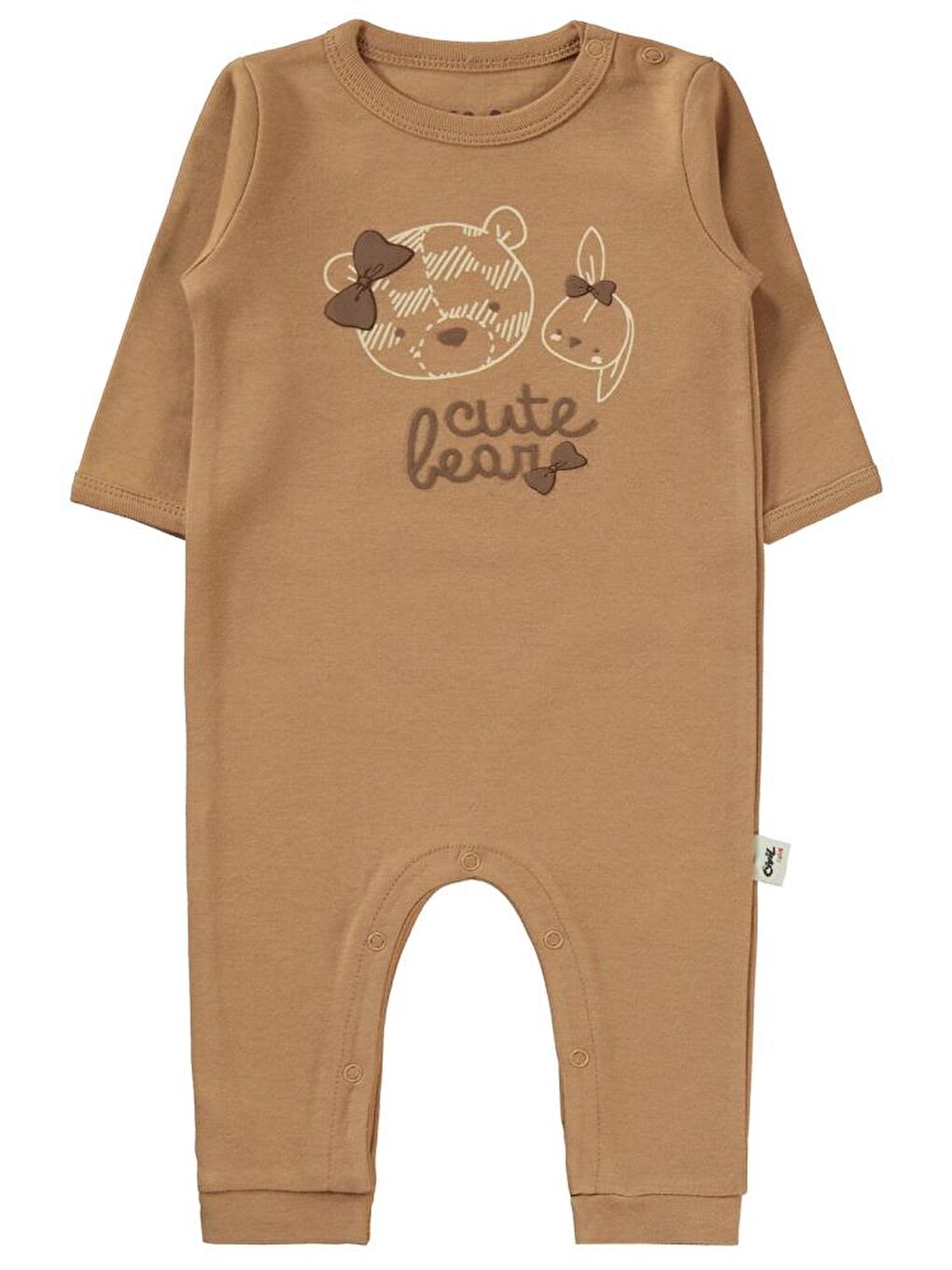Kahverengi Baby Cute Bear Baskılı 3-9 Ay Tulum - Kahve 9-12 Ay-1