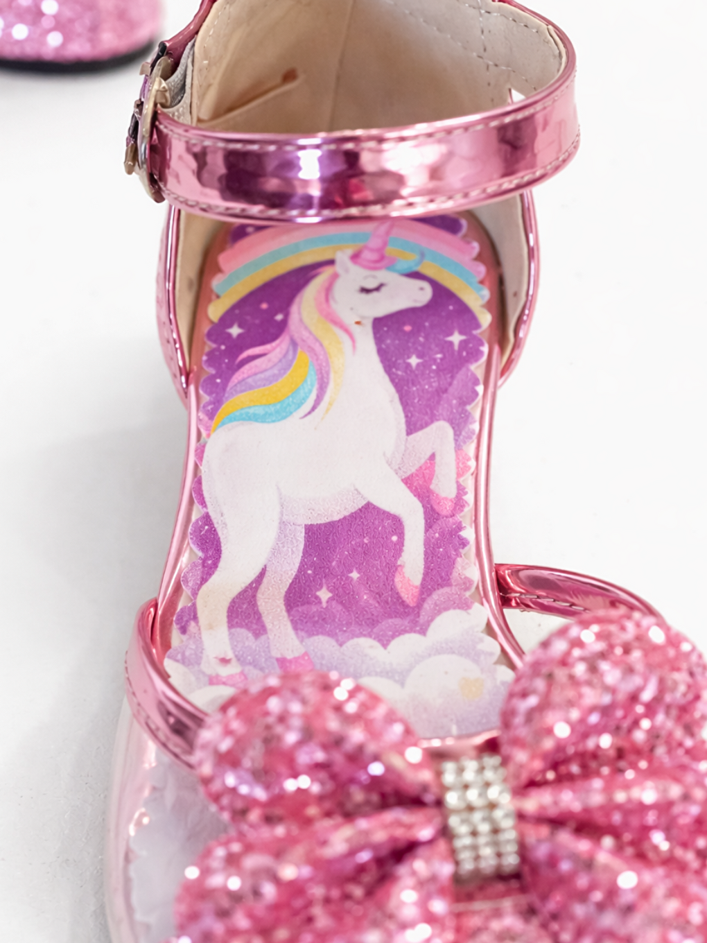 Mor Simli Abiye Kız Çocuk Yarım Topuk Ayakkabı-1