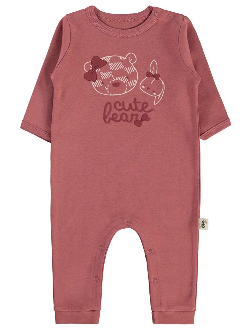 Baby Cute Bear Baskılı 3-9 Ay Tulum - Bordo 3-6 Ay-3