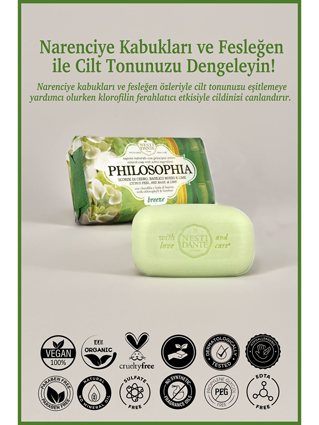Philosophia Breeze Katı Sabun 250 gr |Cilt Tonu Eşitleyici | Narenciye Kabuğu, Fesleğen,-1