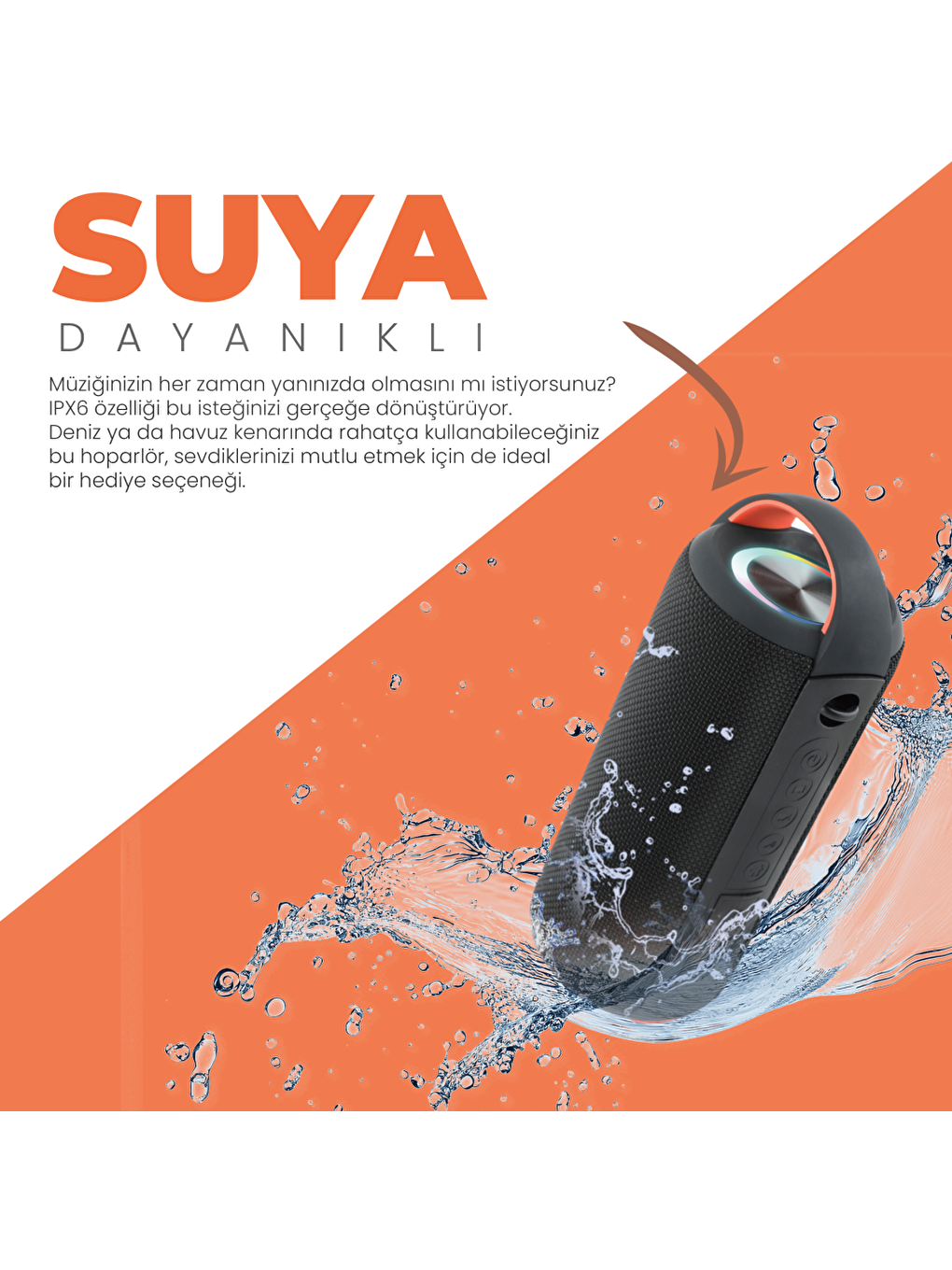 Moodix KI23KS162 Bluetooth Hoparlör Siyah 10W*2 IPX6 Suya Dayanıklı - 1
