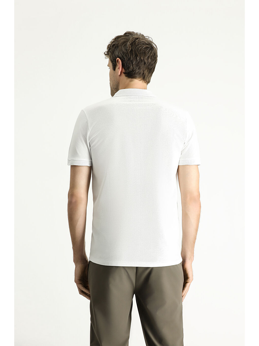 Beyaz Slim Fit Dar Kesim Nakışlı Pamuk Polo Yaka %100 Pamuk Tişört-3