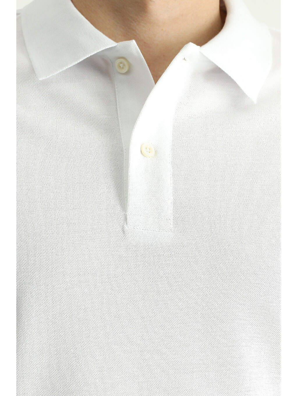 Beyaz Slim Fit Dar Kesim Nakışlı Pamuk Polo Yaka %100 Pamuk Tişört-4