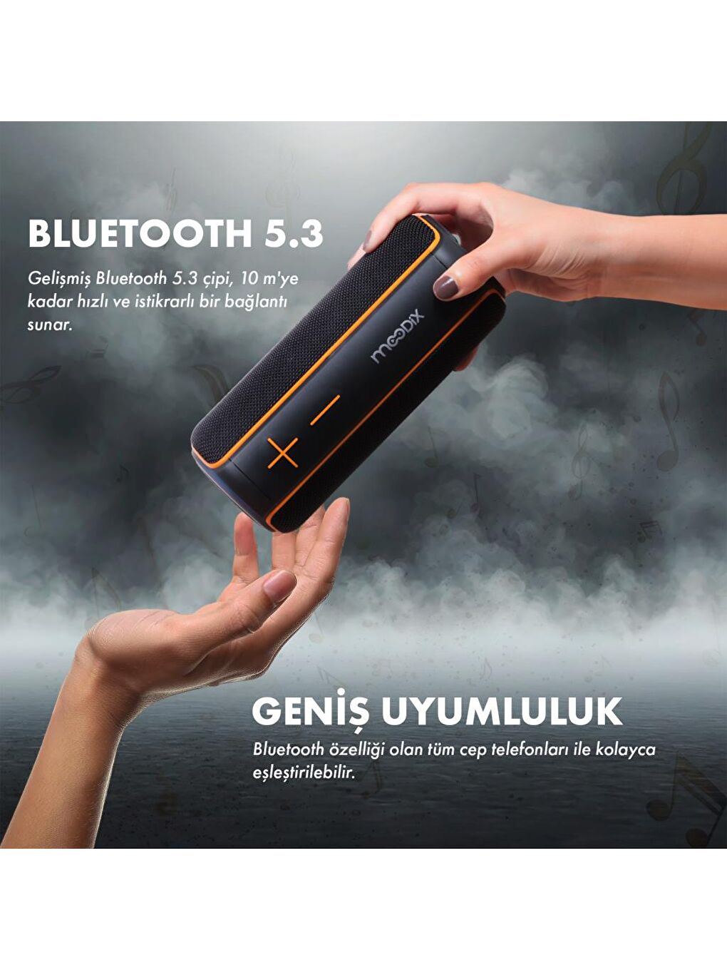 HO23P30 Bluetooth Hoparlör Siyah 8W*2 IPX7 Suya Dayanıklı-4