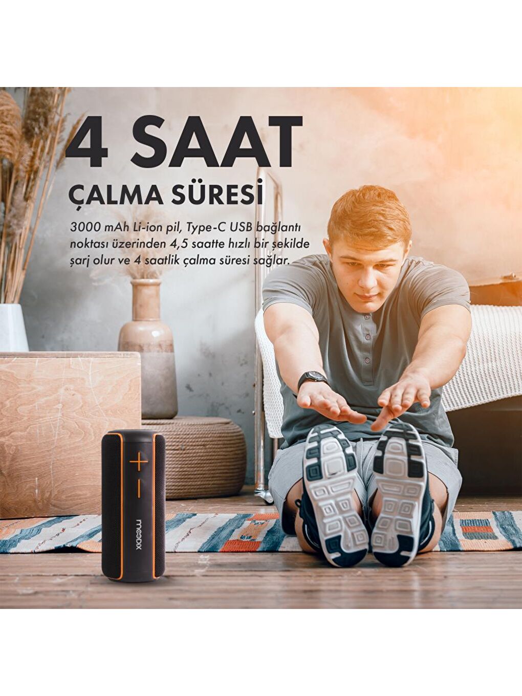 HO23P30 Bluetooth Hoparlör Siyah 8W*2 IPX7 Suya Dayanıklı-5