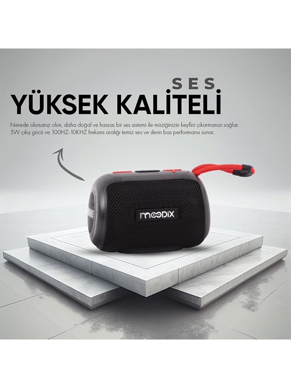HO23T10 Bluetooth Hoparlör Siyah 5W IPX6 Suya Dayanıklı-4