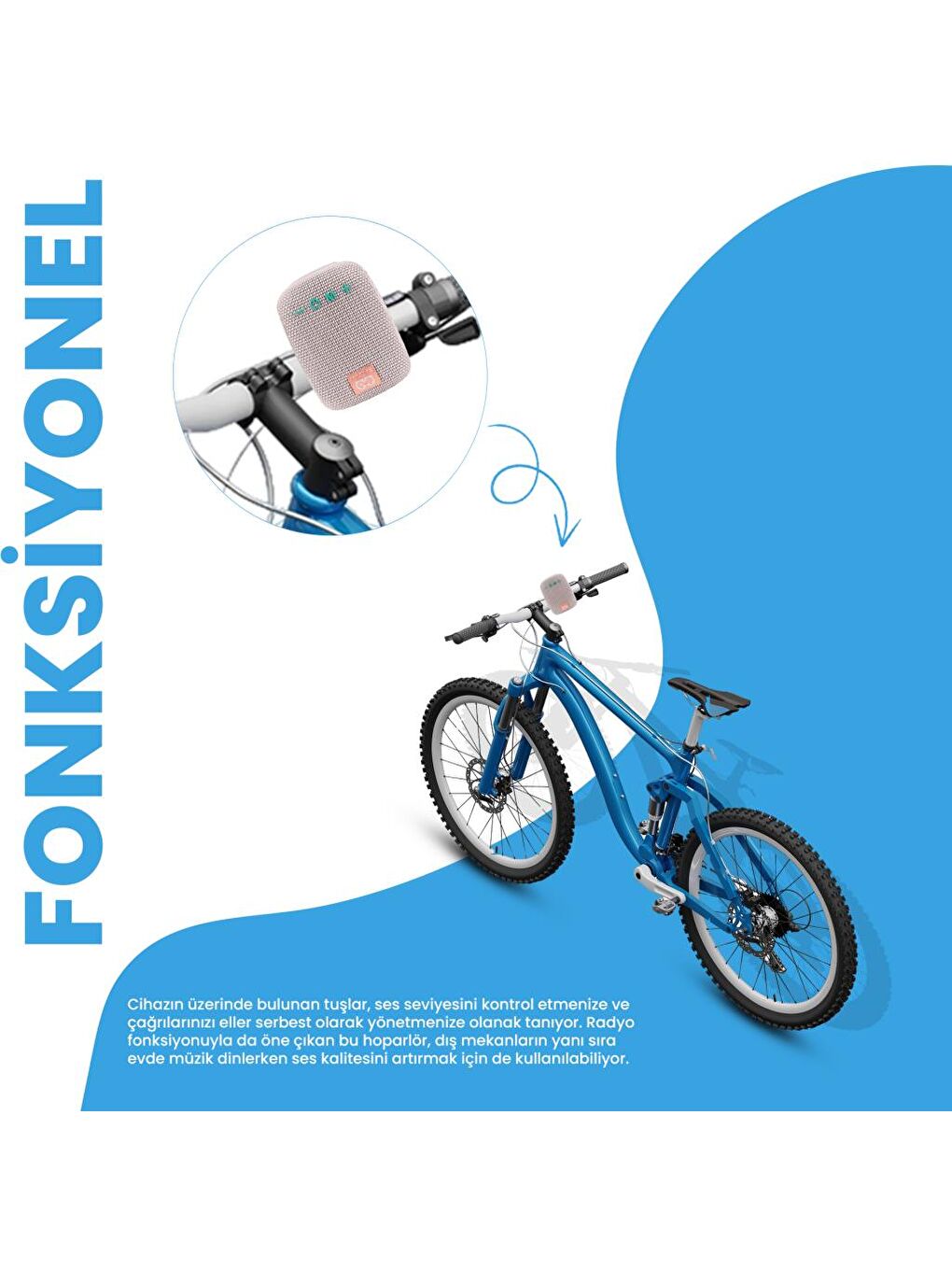 Takılabilir Bluetooth Hoparlör HO23TG392, Klispsli, Gidon Bağlama Aparatlı Bisiklet Hoparlörü-6