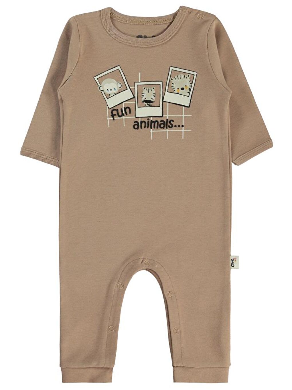 Kahverengi Baby Fun Animals Baskılı 3-9 Ay Tulum - Kahve 9-12 Ay-3