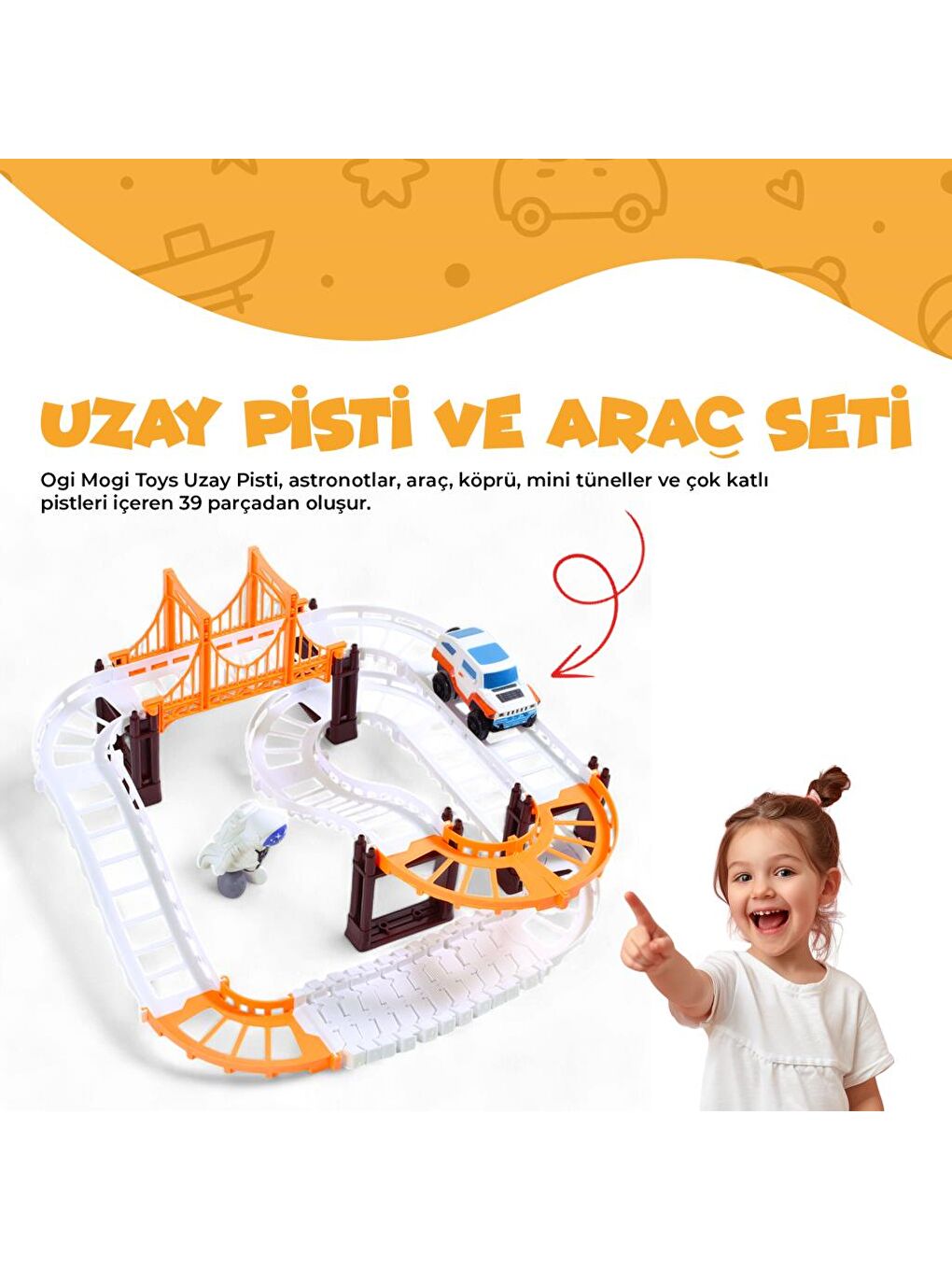 Ogi Mogi Toys Uzay Pisti ve Araç Seti - 1