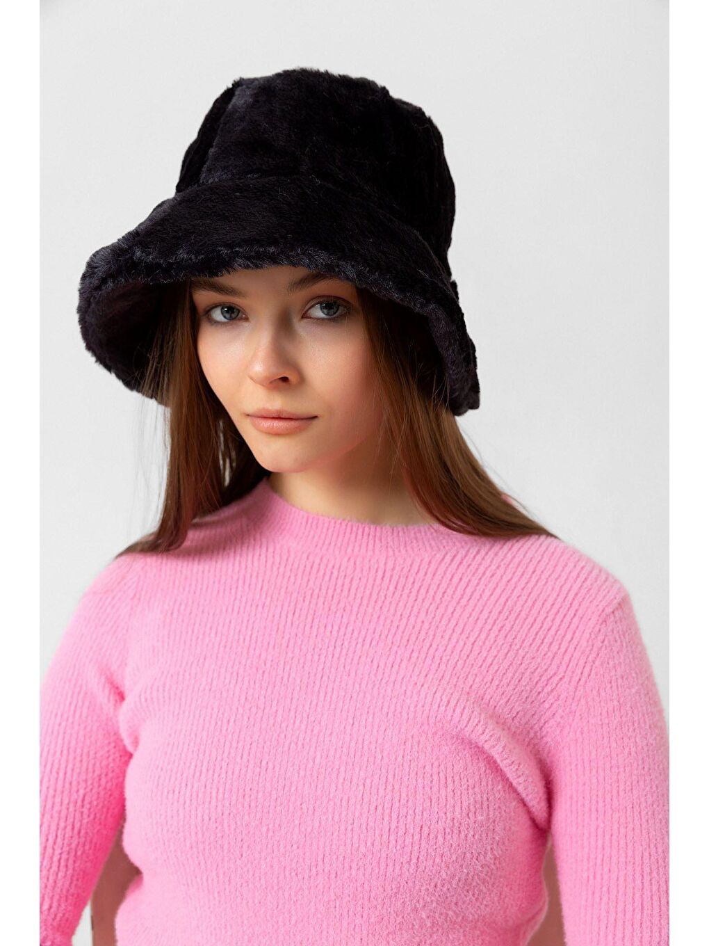 Luminos Butik Kadın Siyah Pelüş Bucket Şapka Spk1102 - 3