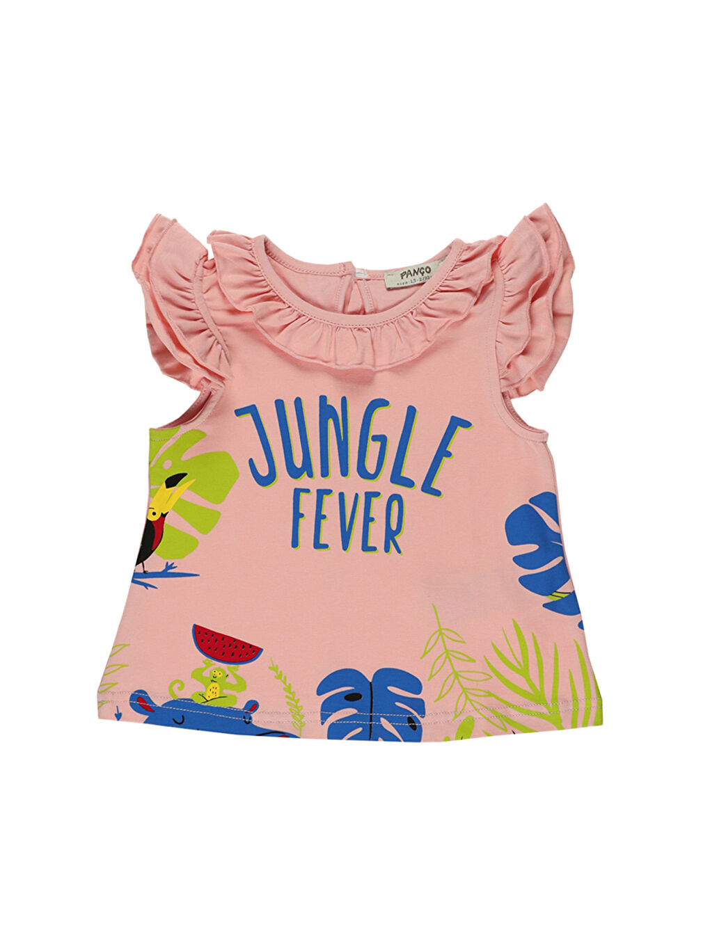 Pembe Kız Çocuk Kolları ve Yakası Büzgü Tişört