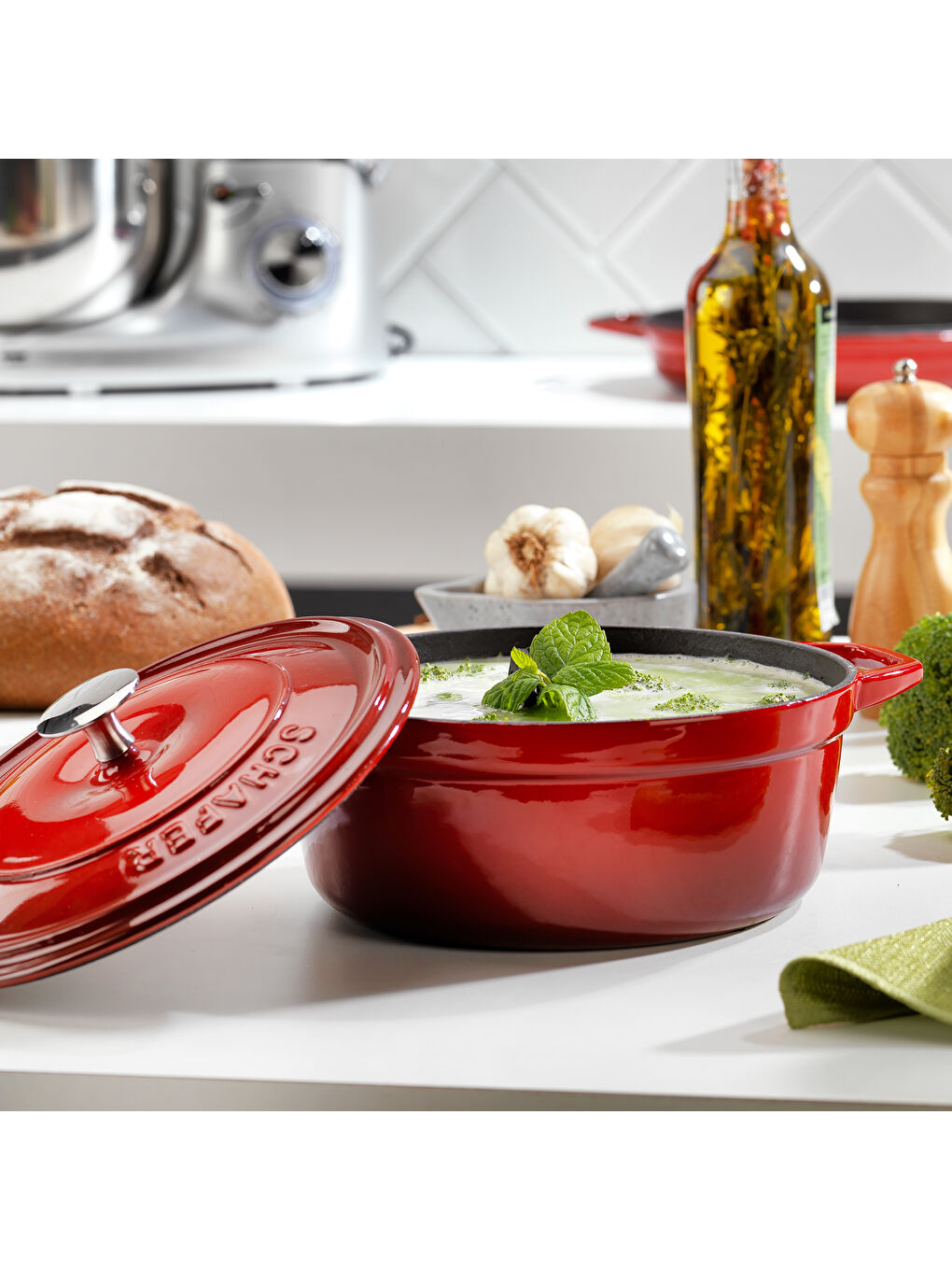 Guss Chef Döküm Derin Tencere 20Cm-2 Parça-Kırmızı-5
