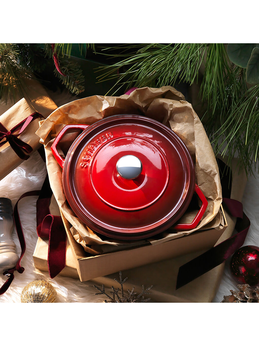 Guss Chef Döküm Derin Tencere 20Cm-2 Parça-Kırmızı-6