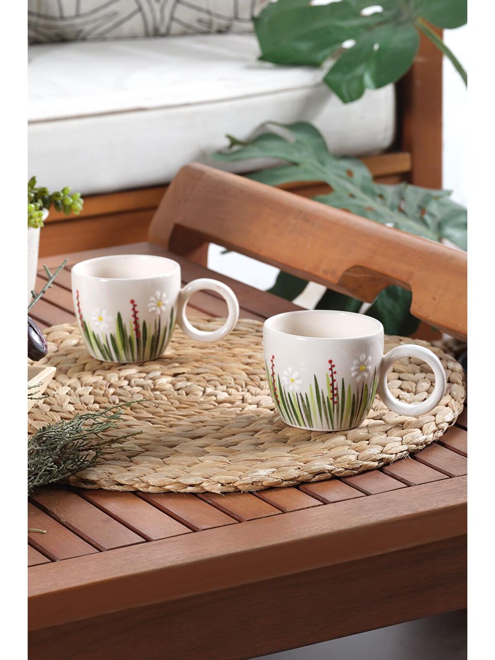 Ekru Bow | 2 Adet Seramik Kupa