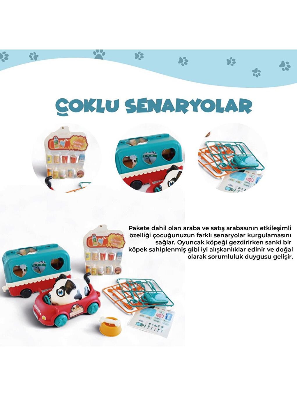 Ses Kontrollü Köpek, Araba ve Atıştırma Arabası Seti-4