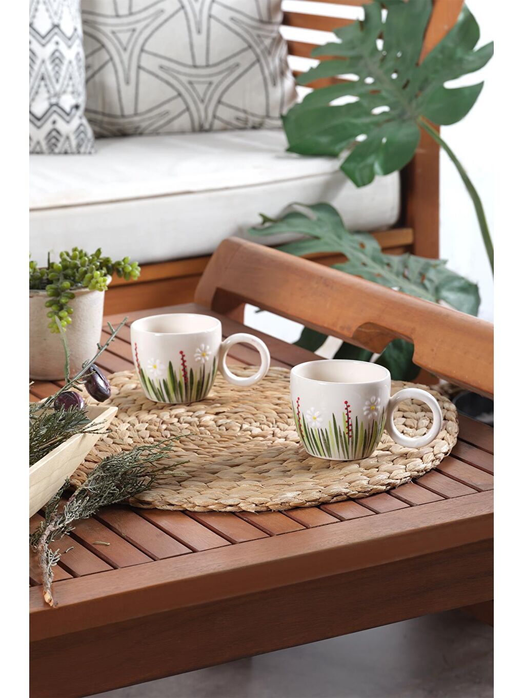 Ekru Bow | 2 Adet Seramik Kupa-1