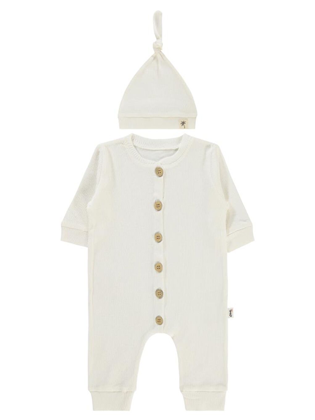 Baby Şapkalı 1-6 Ay Tulum - Ekru 3-6 Ay