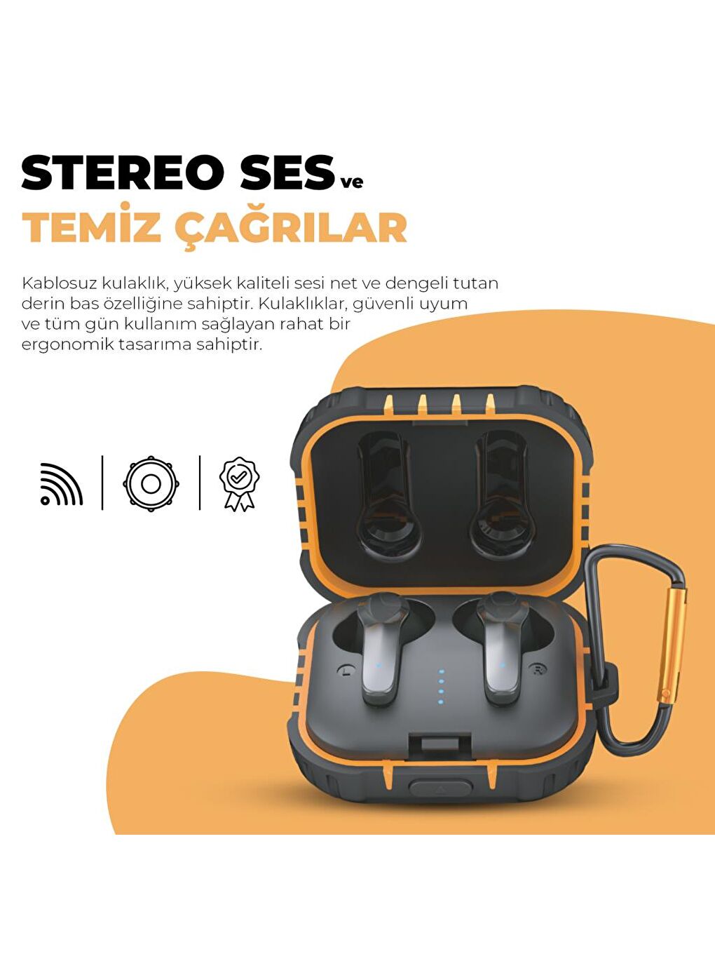 Bluetooth Kulakiçi Kulaklık | ANC Gürültü Engelleyici | IPX7 Suya Dayanıklı-6