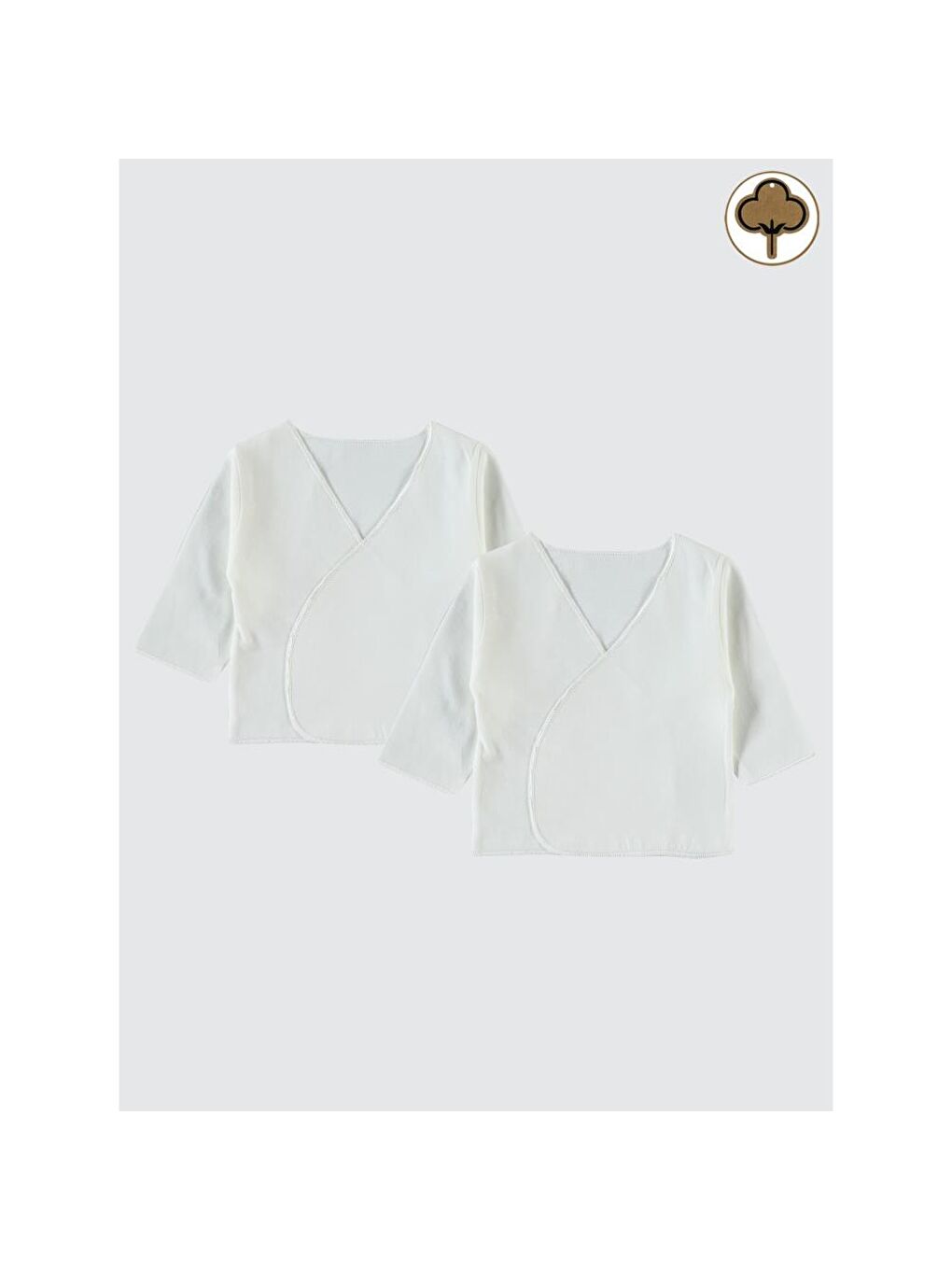 Baby Organik Pamuklu 2'li İç Zıbın - Ekru 0-1 Ay-2