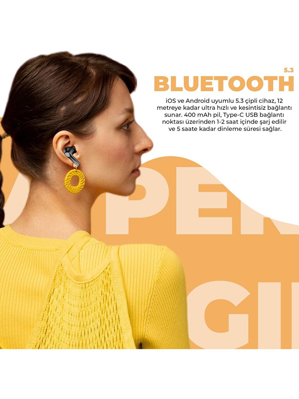 Bluetooth Kulakiçi Kulaklık | ANC Gürültü Engelleyici | IPX7 Suya Dayanıklı-7