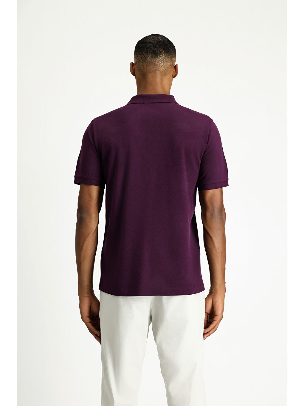 Mürdüm Polo Yaka Regular Fit Nakışlı Pamuk %100 Pamuk Tişört-5