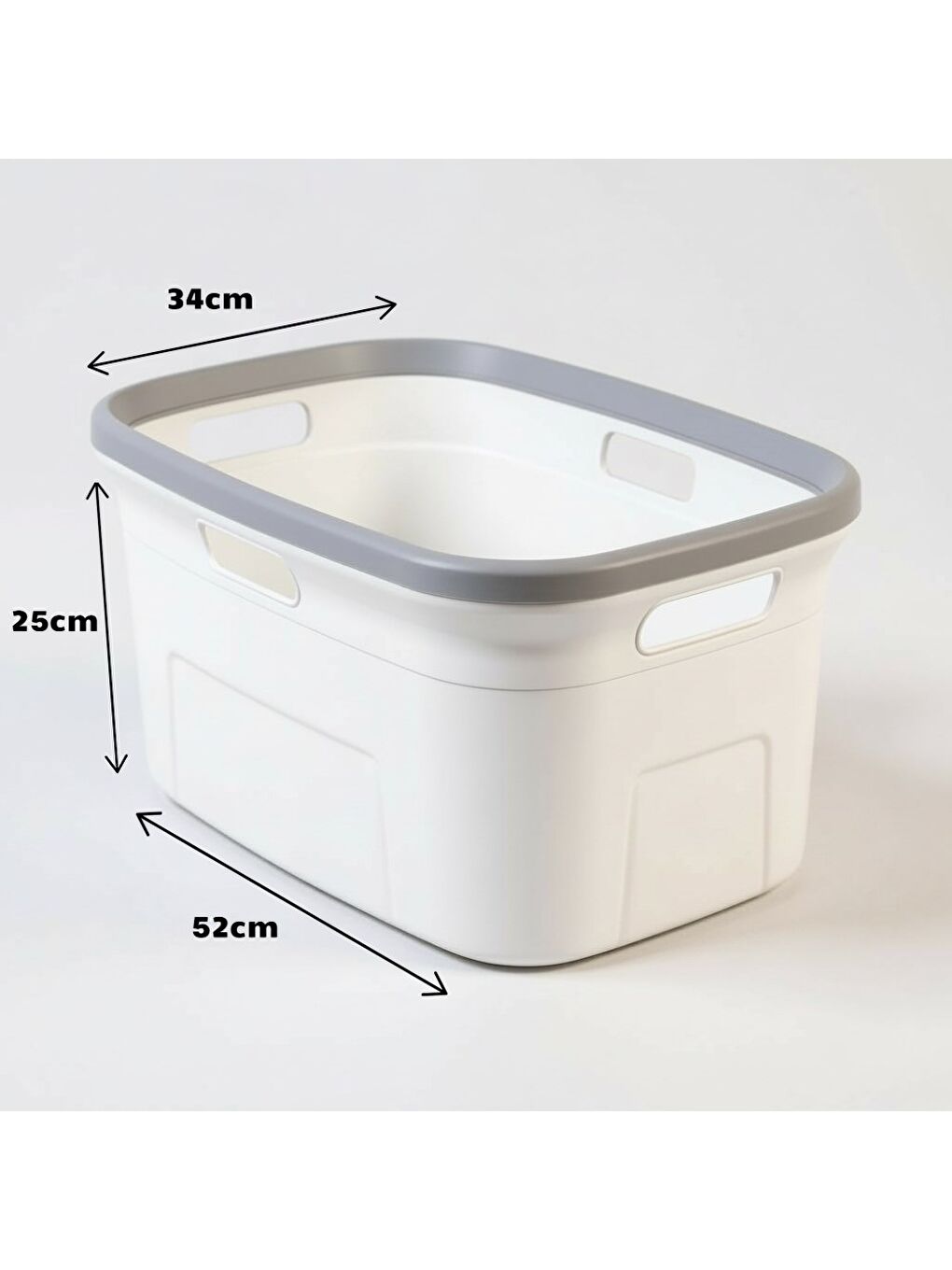 Motek 4 Taraflı Tutulabilen Çamaşır Sepeti Selesi Beyaz Gri-2