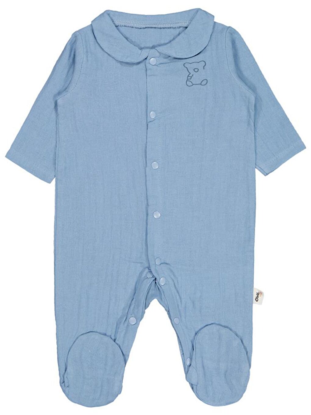 Baby Yakalı Ayıcık Baskılı 1-9 Ay Tulum - Mavi 3-6 Ay-1