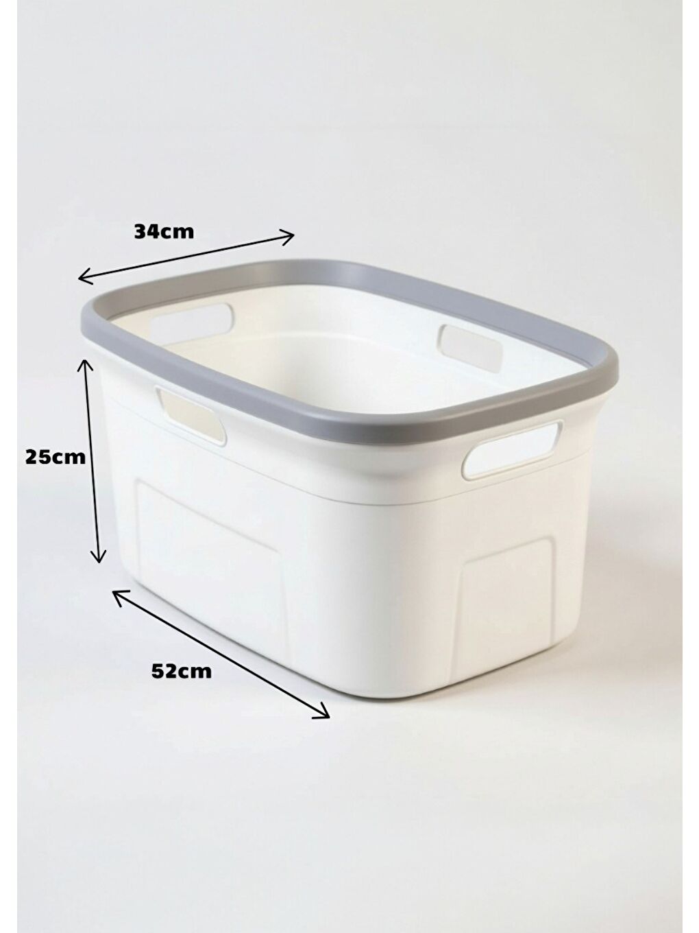 Motek 4 Taraflı Tutulabilen Çamaşır Sepeti Selesi Beyaz Gri-3