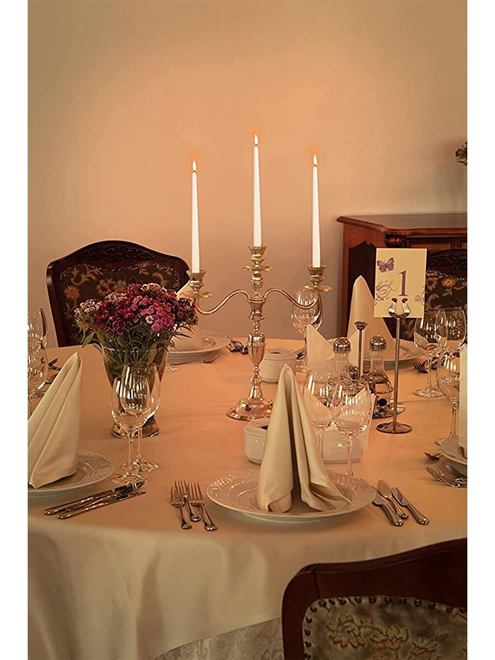 Ekru Şamdan Mumu | 4 Adet | Krem Renk Konik Şamdan Mumu-2