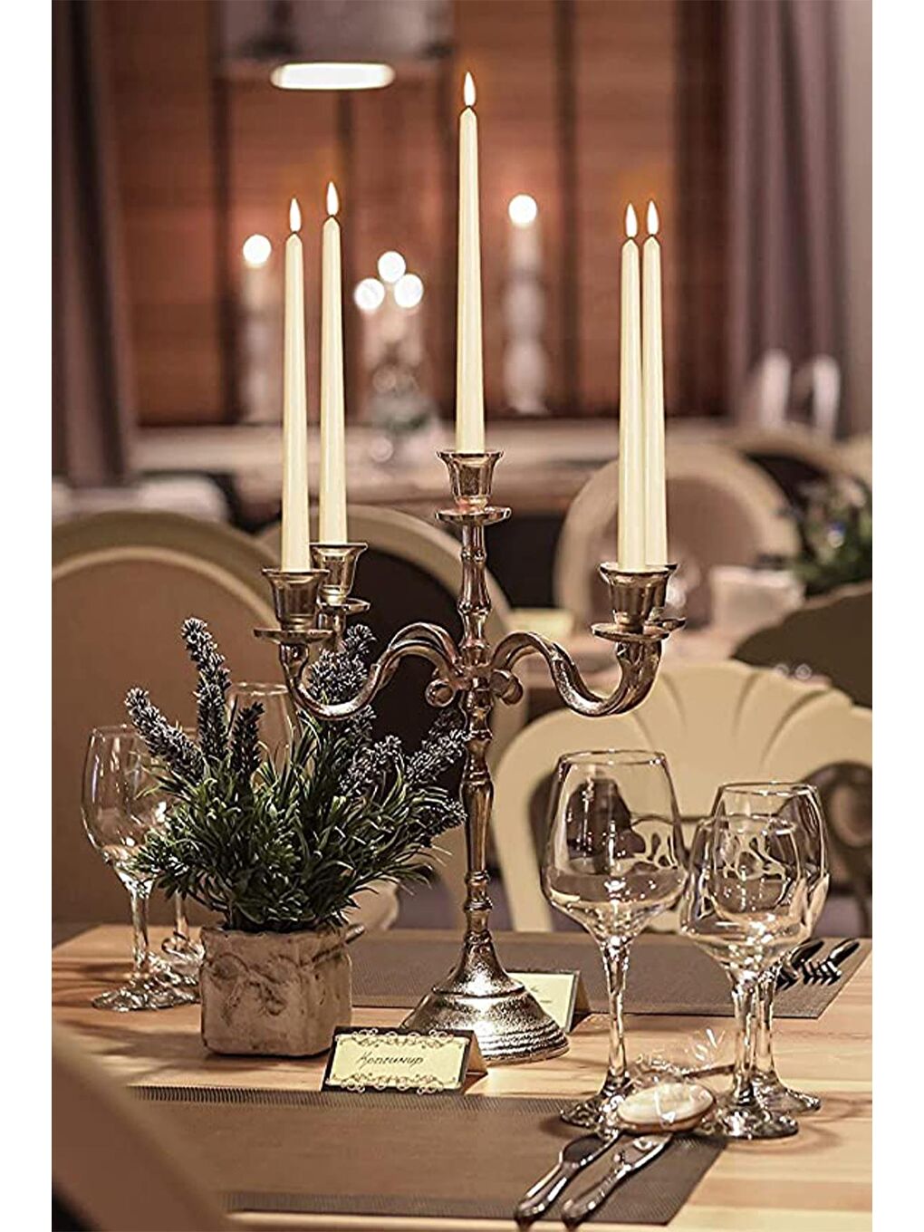 Ekru Şamdan Mumu | 4 Adet | Krem Renk Konik Şamdan Mumu-3