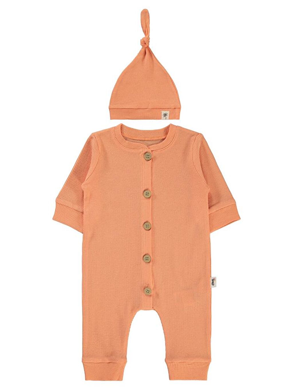 Pembe Baby Şapkalı 1-6 Ay Tulum - Pudra 3-6 Ay