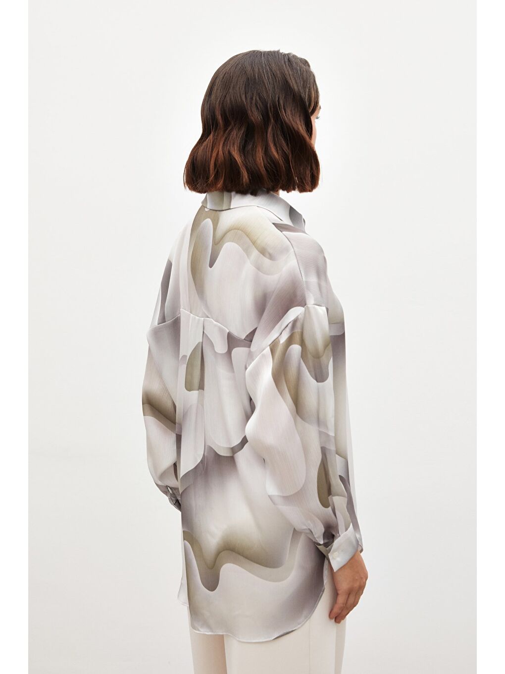 Desenli Salaş Gömlek - Haki-7