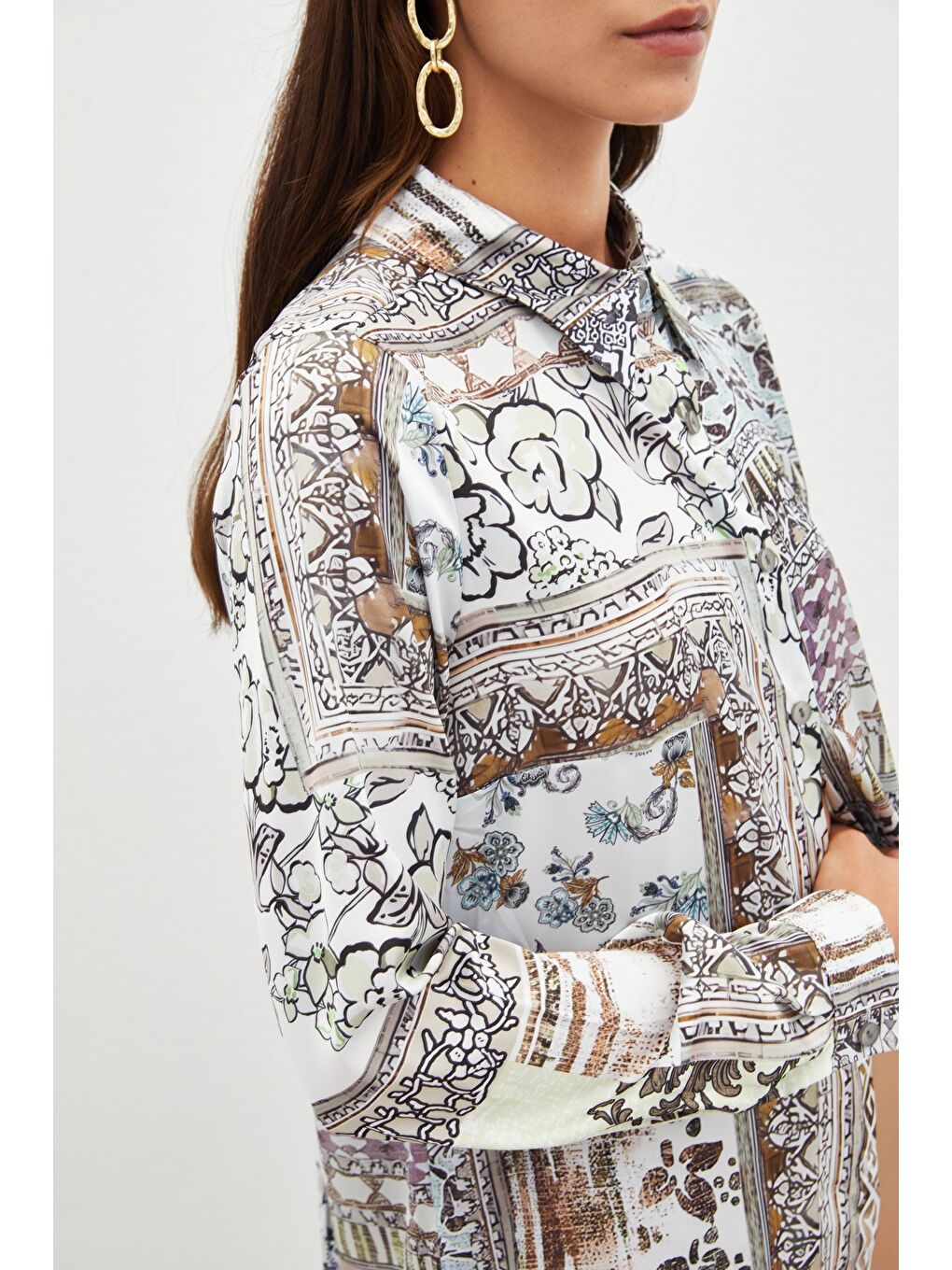 Kahverengi Klasik Desenli Gömlek - Camel-3