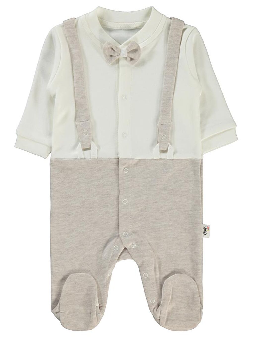 Baby Askılı Papyonlu1-9 Ay Tulum - Kahverengi 6-9 Ay