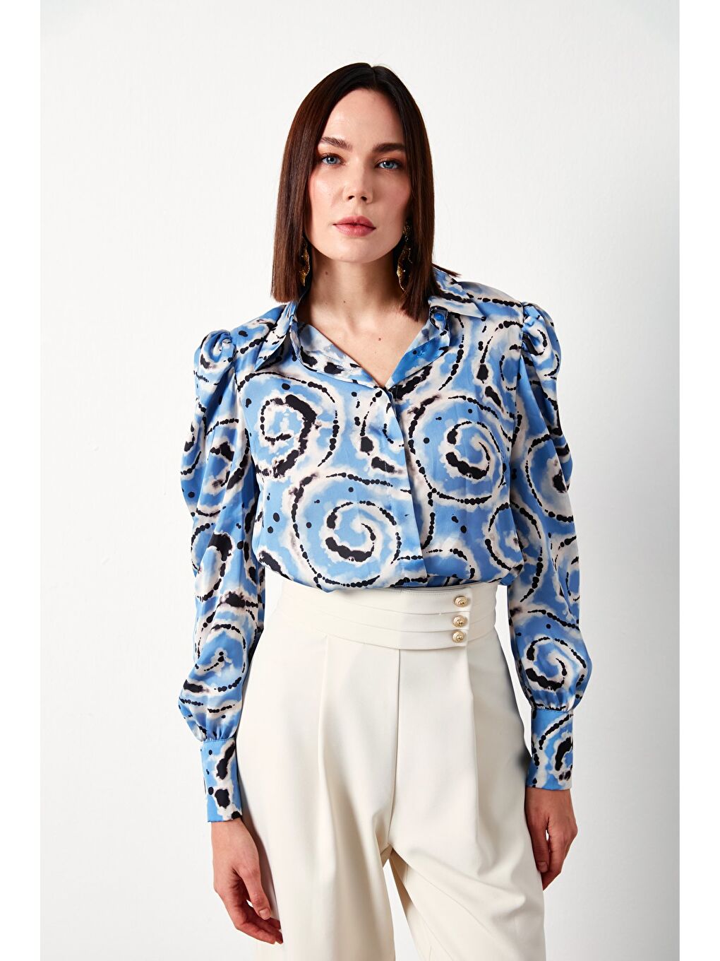 Balon Kol Desenli Gömlek - Bebe Mavi-2