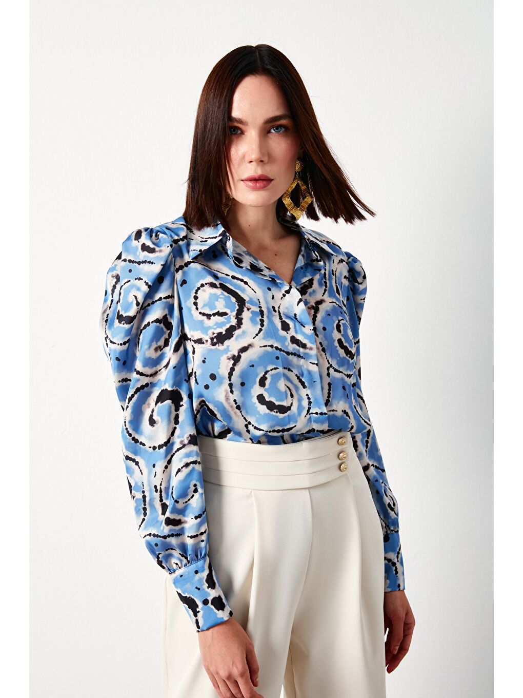 Balon Kol Desenli Gömlek - Bebe Mavi-3