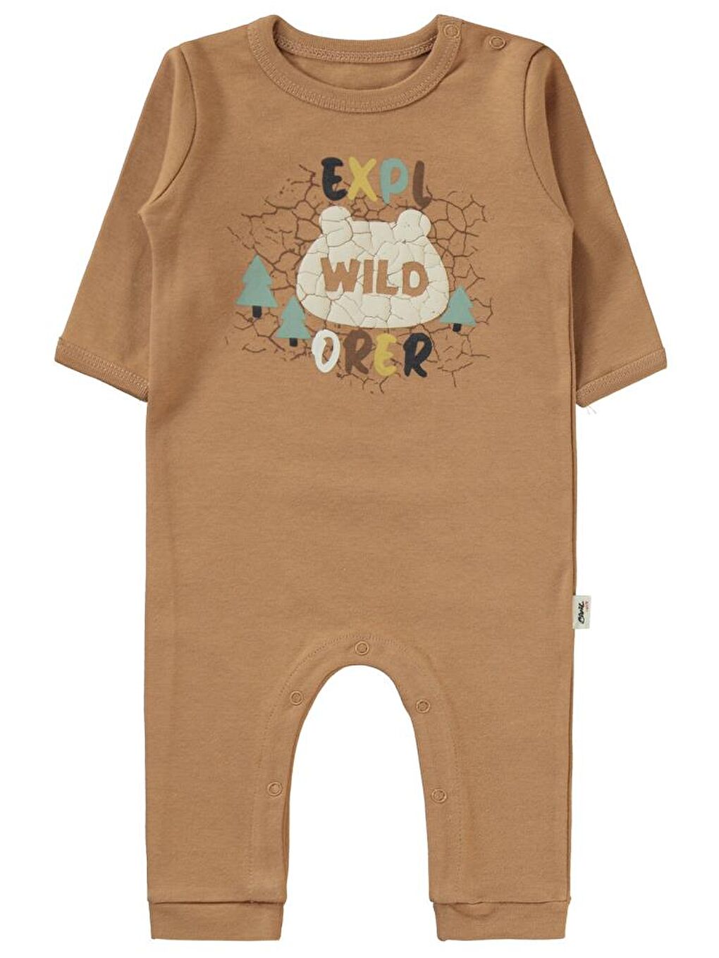 Kahverengi Baby Crack Pattern Baskılı 3-9 Ay Tulum - Kahve 6-9 Ay-3