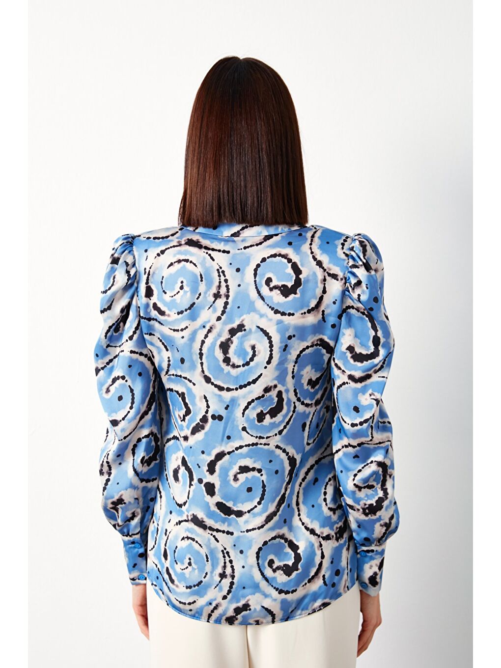 Balon Kol Desenli Gömlek - Bebe Mavi-4