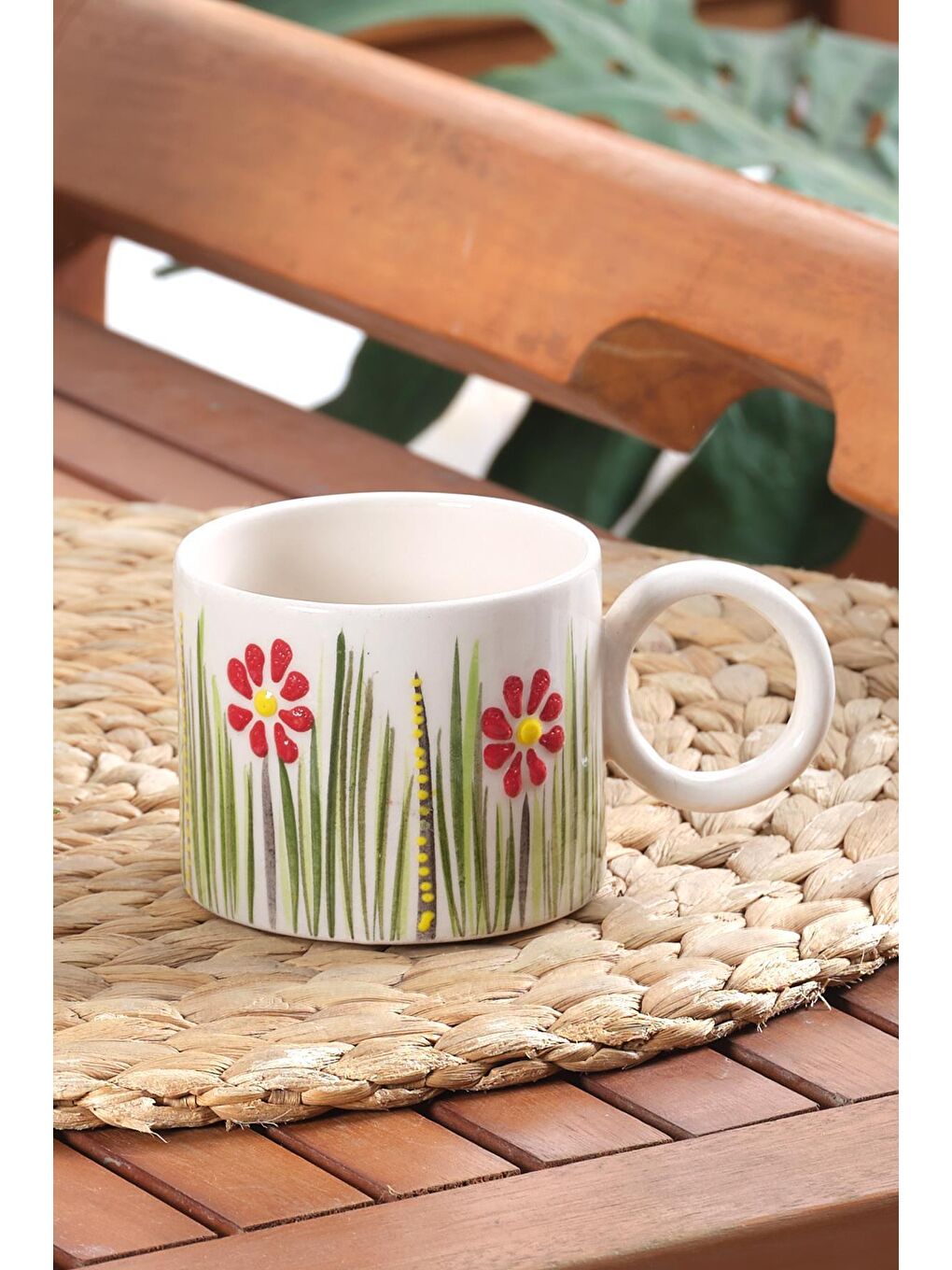 Ekru Flower | 2 Adet Seramik Kupa-2