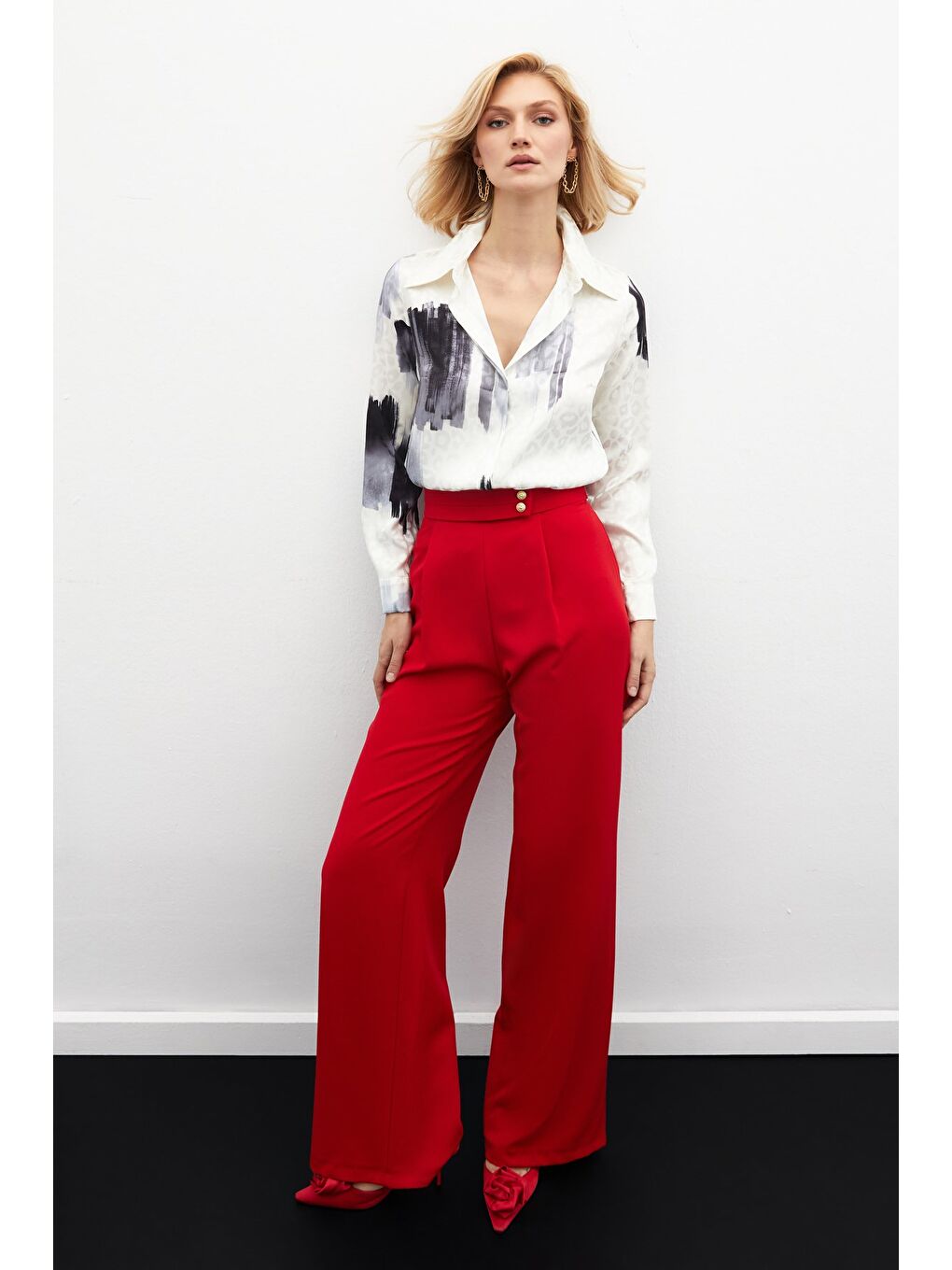 Desenli Salaş Gömlek - Siyah