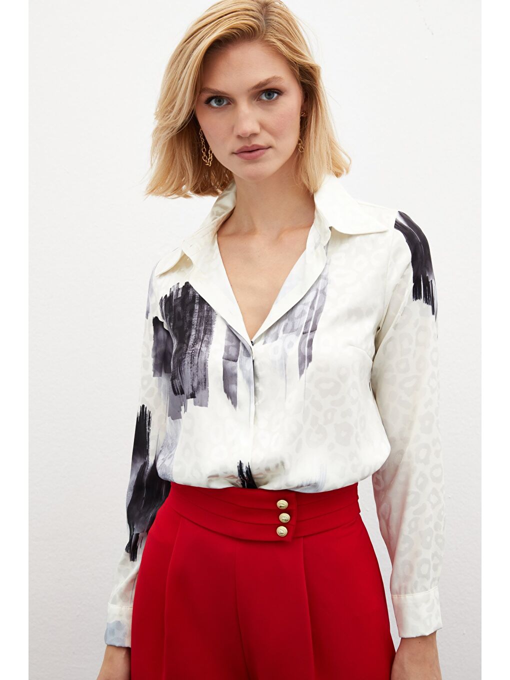 Desenli Salaş Gömlek - Siyah-2