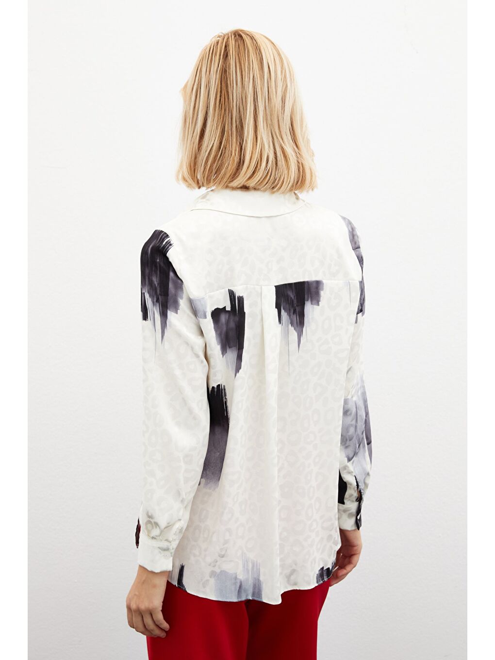 Desenli Salaş Gömlek - Siyah-6