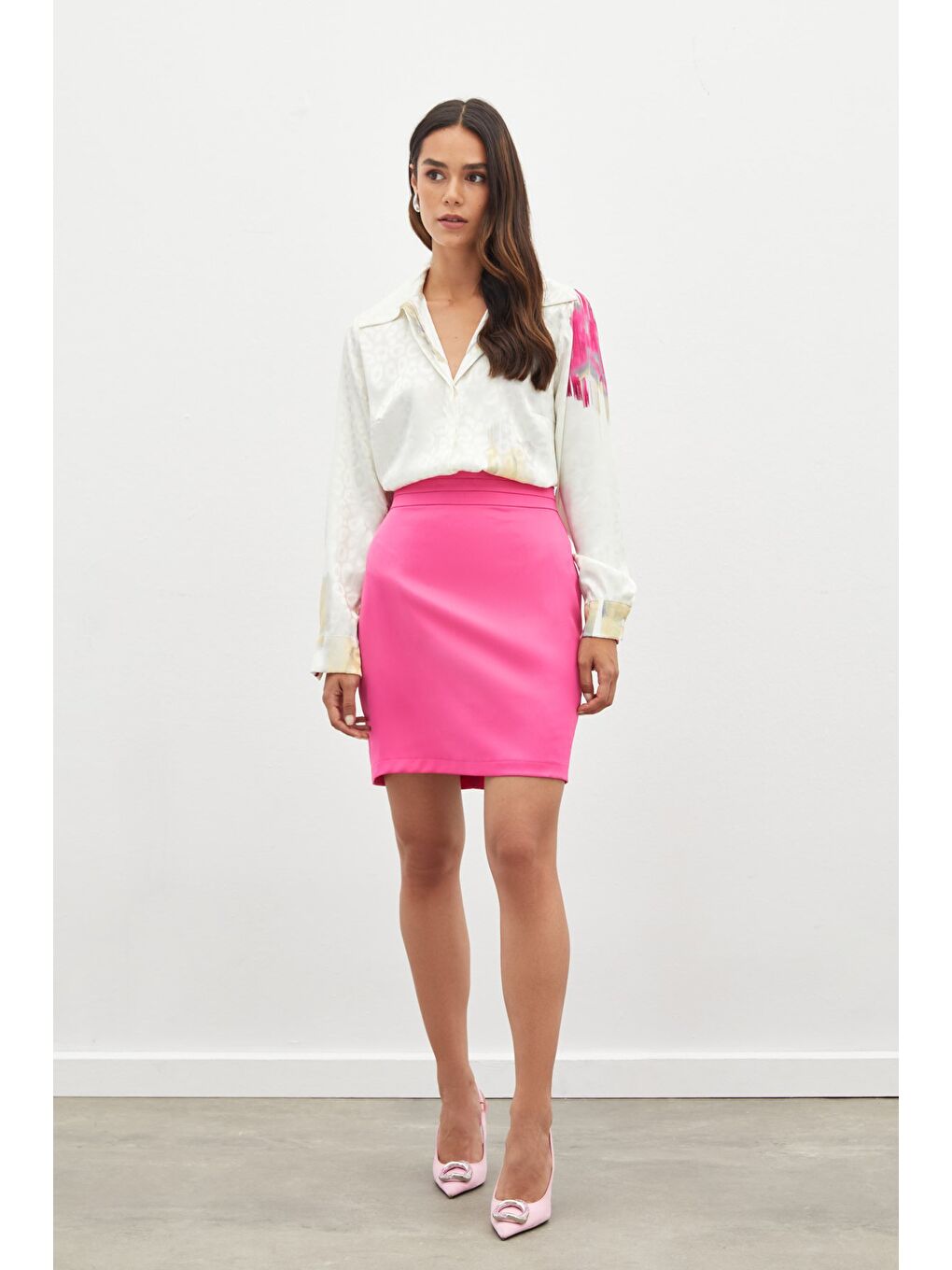 Desenli Salaş Gömlek - Fuşya